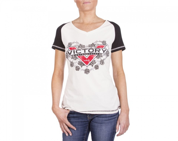 WOMENS ANTIQUE WHITE/BLACK ROSES TEE